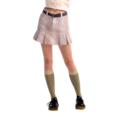 kirsh百褶裙a字美式牛仔裙