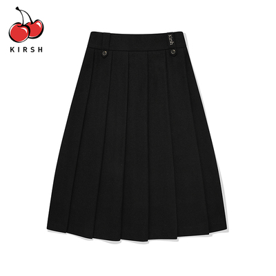 kirsh中长款羊毛呢a字百褶裙