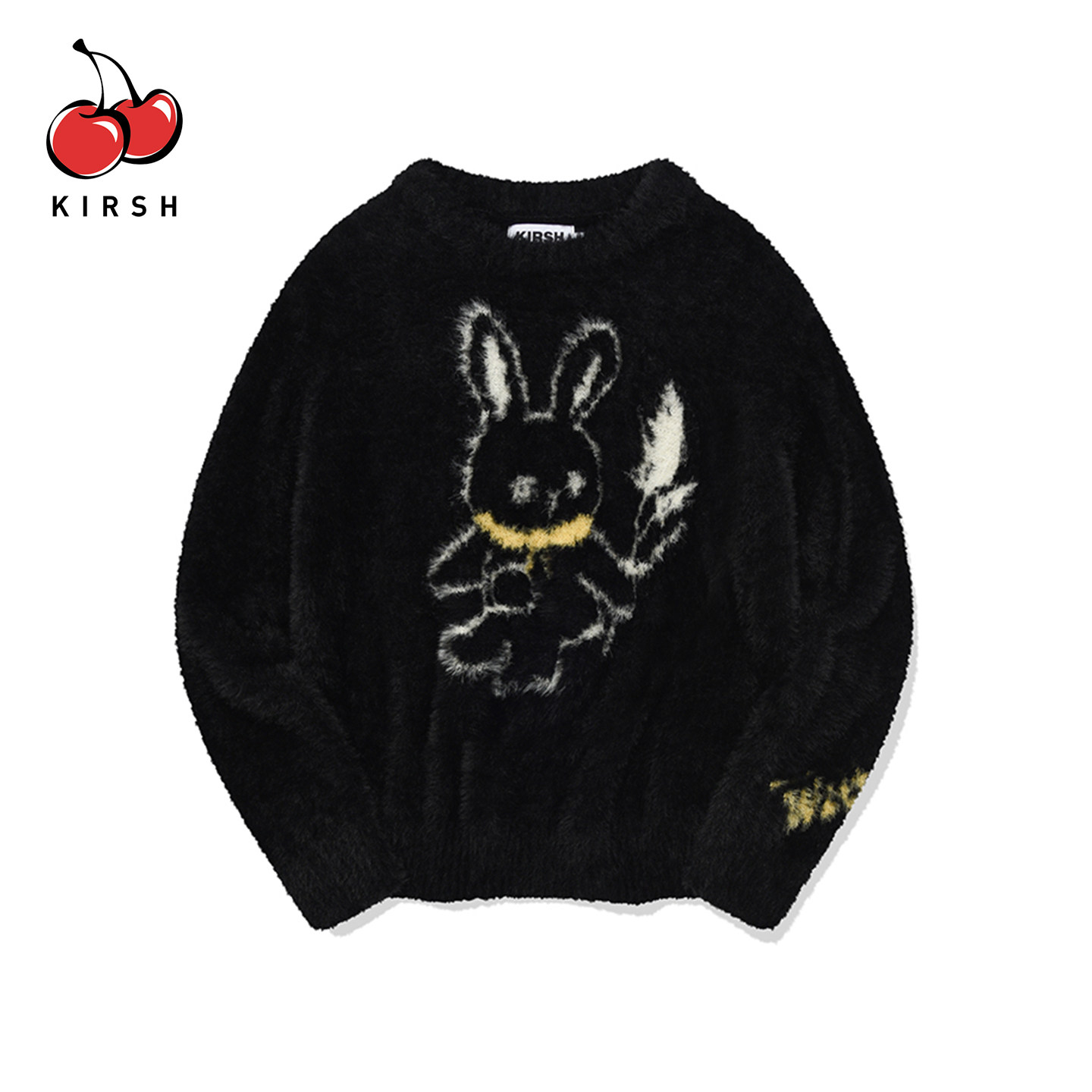 KIRSH黑色卡通兔子提花软糯毛绒绒毛衣女冬季宽松慵懒风针织上衣,女装/女士精品,毛针织衫,淘宝优惠券,粉丝福利购,淘宝优惠卷