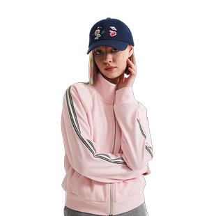 kirsh大樱桃春季新宽松拉链开衫外套露脐短款长袖蕾丝带休闲卫衣