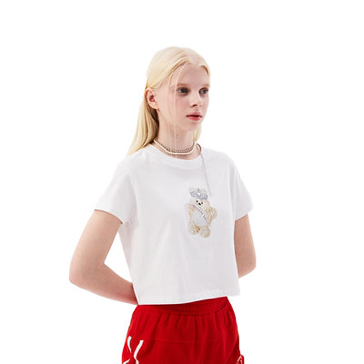 kirsh卡通印花露脐短袖T恤