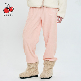KIRSH加绒松紧腰束脚卫裤女冬宽松运动百搭休闲裤街头慵懒风长裤