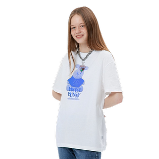 kirsh大樱桃夏季新款樱桃兔印花T恤少女白色短袖可爱学院风上衣