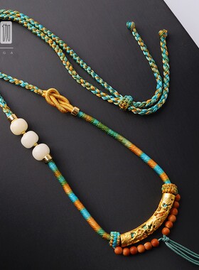 藏风唐卡佛牌链子文玩吊坠项链绳高货手工配饰橄榄核可调节 TG118