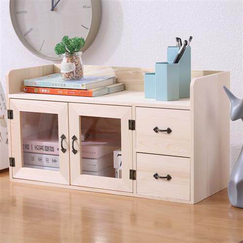 桌面办公收纳盒抽屉整理盒置物架实木多层学生桌上书架化妆品储物