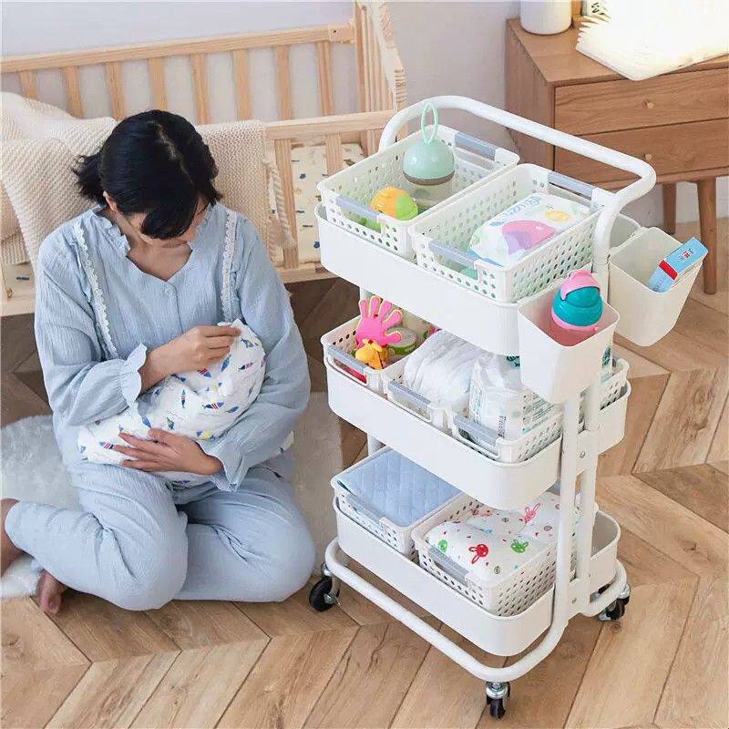 婴儿用品置物架小推车厨房多层卧室移动宝宝新生儿零食收纳储物架
