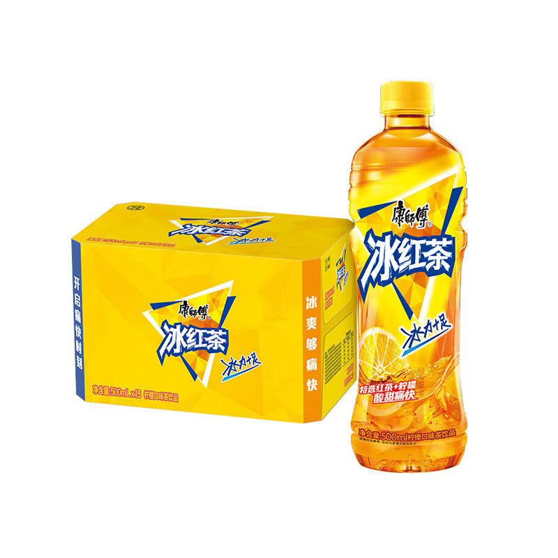 康师傅 冰红茶 柠檬味茶饮料 整箱量贩装 500ml*15瓶 茶饮料