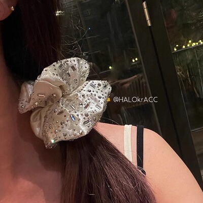 HALOkrACC韩国进口 夜空炫闪 丝光银灰bling贴钻 大肠发圈发绳