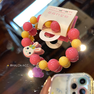 HALOkrACC韩国Aznavour儿童款 奶油糖果树脂圆球可爱小兔子手链