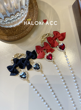 HALOkrACC韩国红黑蝴蝶结口罩链