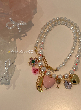 HALOkrACC韩代红酒奶油项链