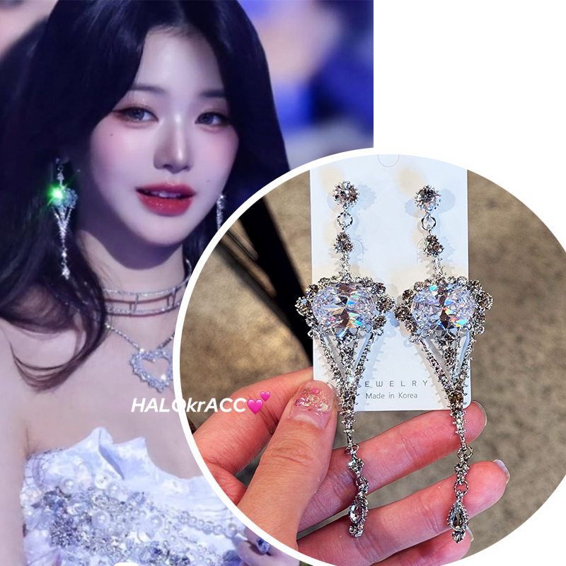 HALOkrACC韩国进口ive张元英女团同款大颗椭圆水滴长流苏耳钉耳环