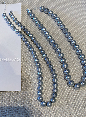HALOkrACC韩代高亮灰珍珠项链