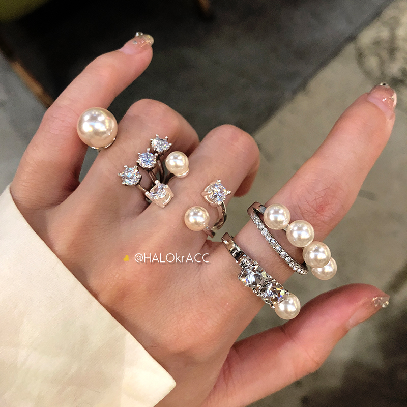 HALOkrACC韩代冰白方钻戒指