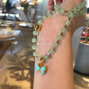 HALOkrACC韩代 晴水色 流光山川水玉冰玉色间隔磁吸串珠项链