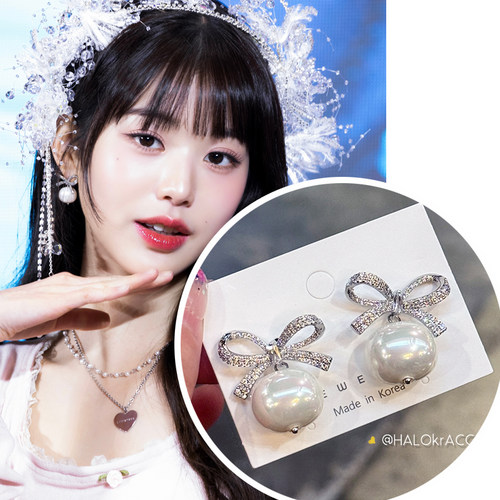 HALOkrACC韩国irene飘带珍珠耳钉