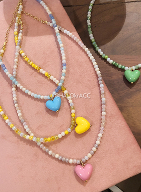 HALOkrACC韩代珠光奶油心项链