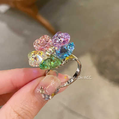 HALOkrACC韩代花园水晶戒指