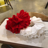 HALOkrACC韩代irene同款 在逃公主花边布艺蕾丝叠锻大肠发圈