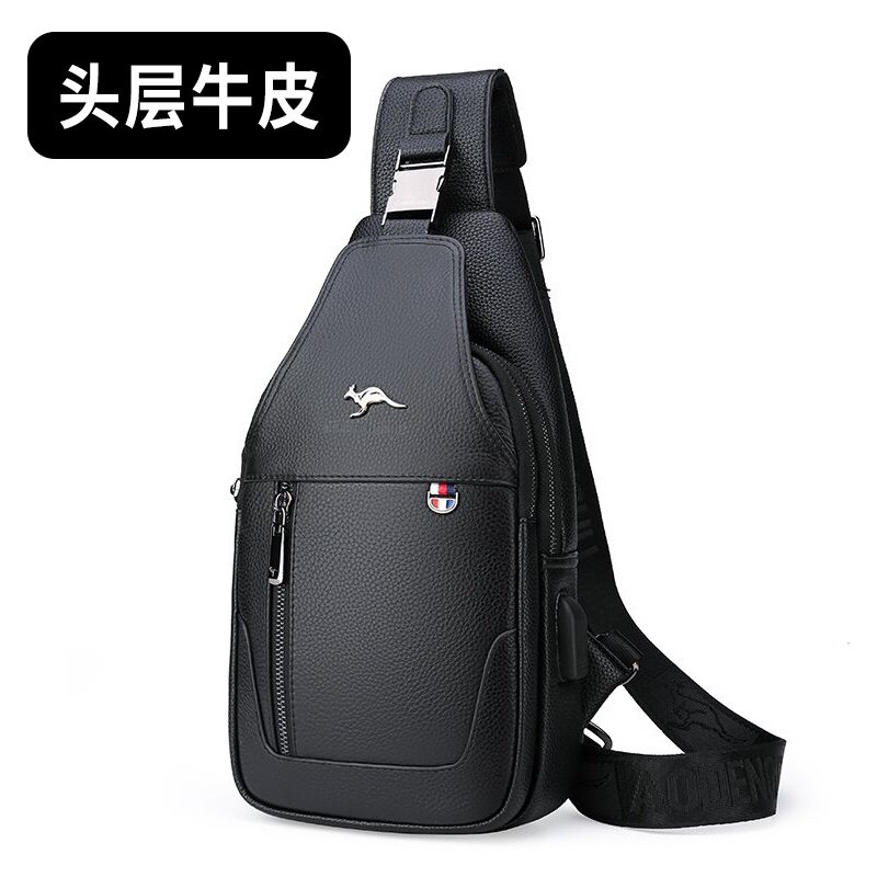 仅亏一天牛皮新款 男头层牛皮男士胸包男包斜挎包真皮单肩包潮流 - 正品专柜总仓出品