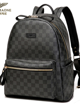 仅亏一天牛皮法莱阿玛尼男士双肩包奢侈潮流男包棋盘格包男经典百