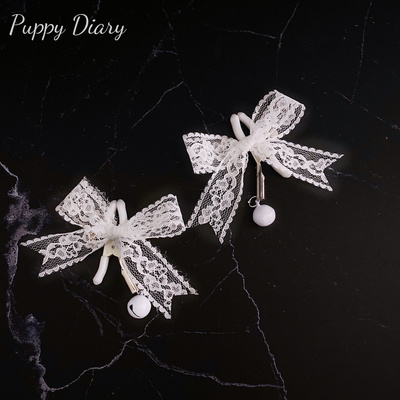 纯欲白蕾丝铃铛草莓夹