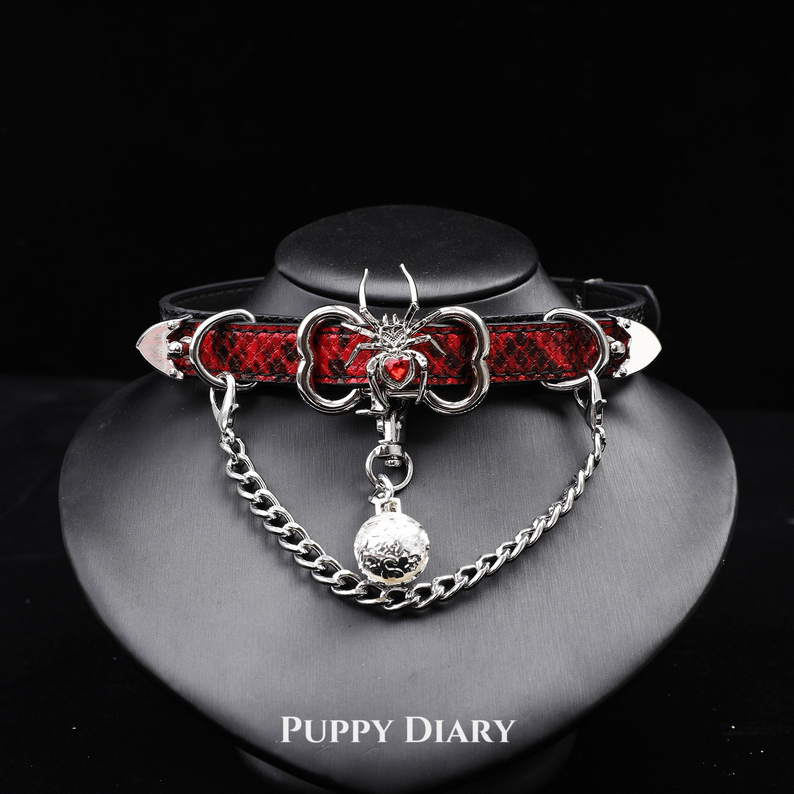 Puppy*复古蜘蛛choker女皮项圈可刻字亚文化项链皮手环精致饰品