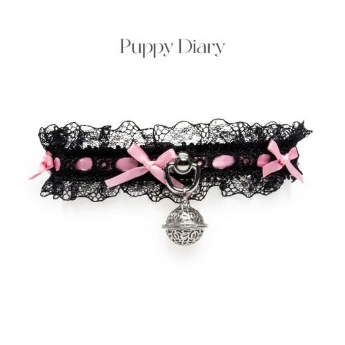 Puppy*女仆蕾丝choker女真皮铃铛项圈丝带蝴蝶结项链情侣礼物