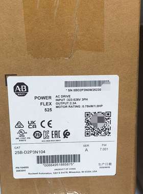 AB变频器25B-D2P3N104全新原装正品，PowerF
