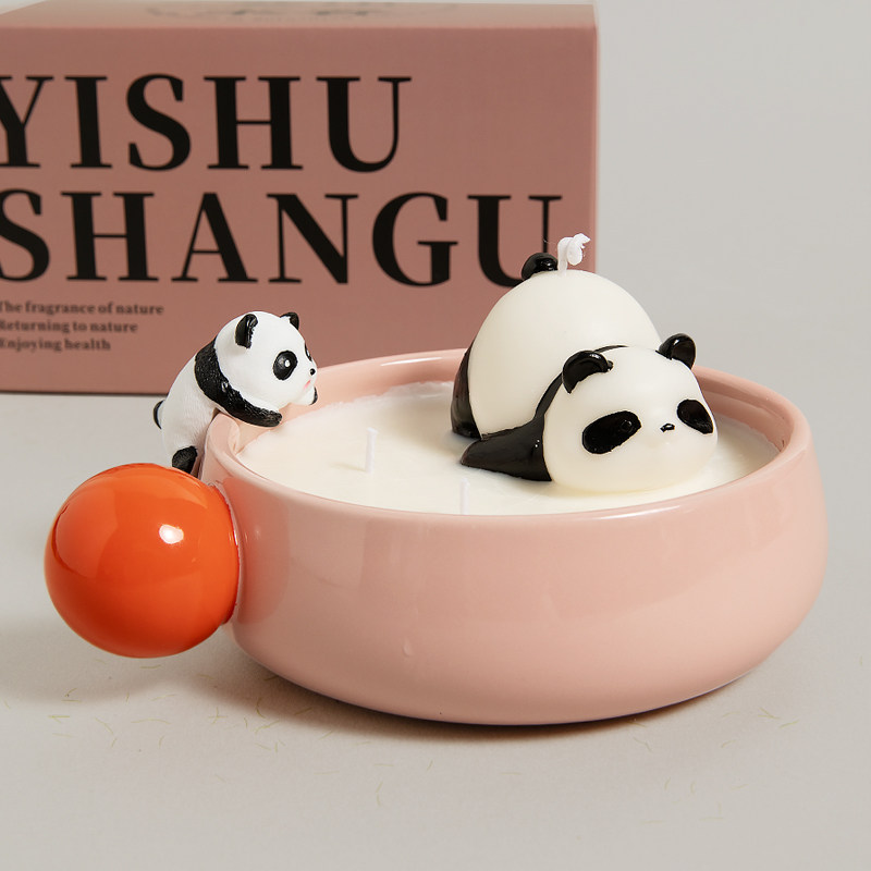 可爱治愈陶瓷熊猫香薰蜡烛礼盒子桂花持久礼品伴手礼女生生日礼物,家居饰品,香薰礼盒,淘宝优惠券,粉丝福利购,淘宝优惠卷