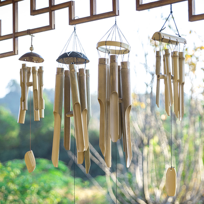竹制风铃挂饰中式日式户外酒店民宿庭院铃铛高级露营阳台装饰吊饰