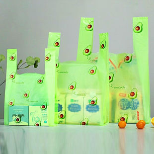 加厚绿色新鲜水果外卖打包食品塑料袋一次性超市手提袋背心袋批发