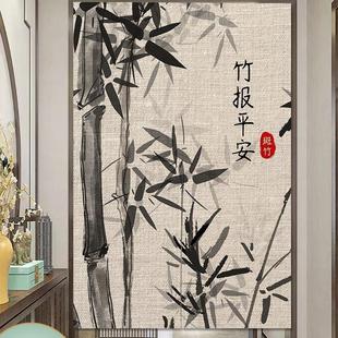 饰隔断帘厕所遮挡挂帘子简约中式 布艺家用卧室装 中国风荷花门帘