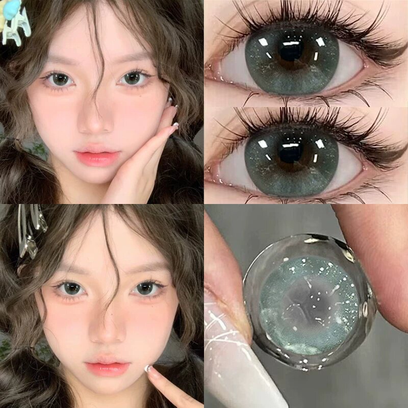 复古气质女款绿色美瞳半年抛网红彩色隐形眼镜