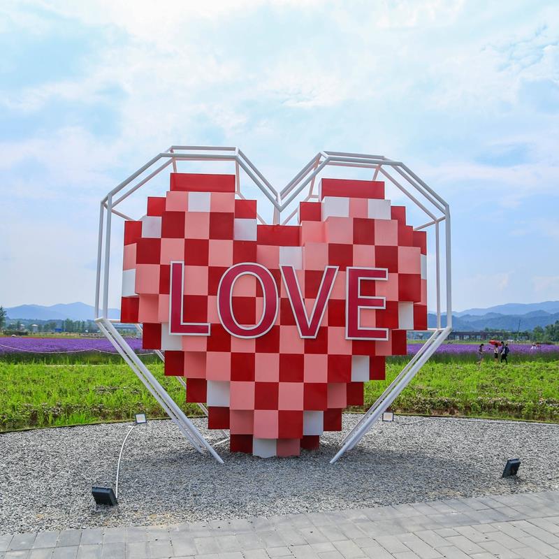 景观落地摆件型活动美礼陈背景照墙红色发光万棵松文拍VE道具婚爱