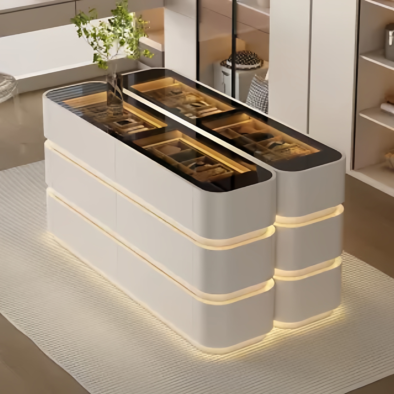 奶油风首饰柜家用落地首饰收纳柜