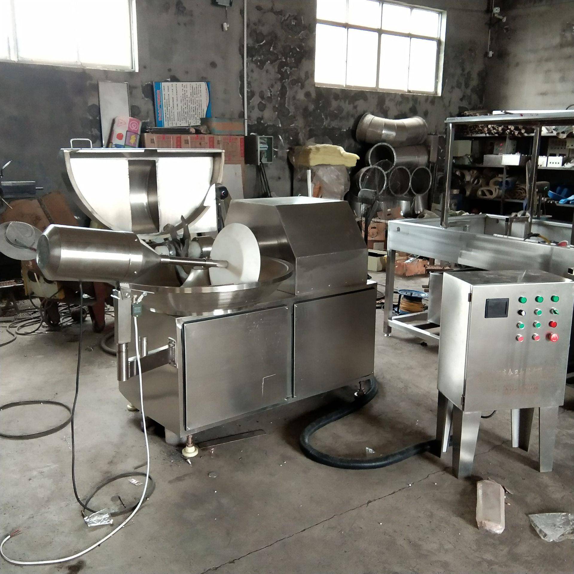 汇康牌125型千叶豆腐斩拌机 猪肉斩泥机 鱼豆腐斩拌设备厂家
