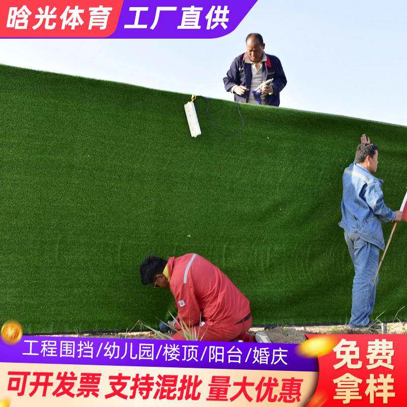 市政工程围挡人造假草皮 塑料植物背景墙面草坪地毯 户外仿真草坪