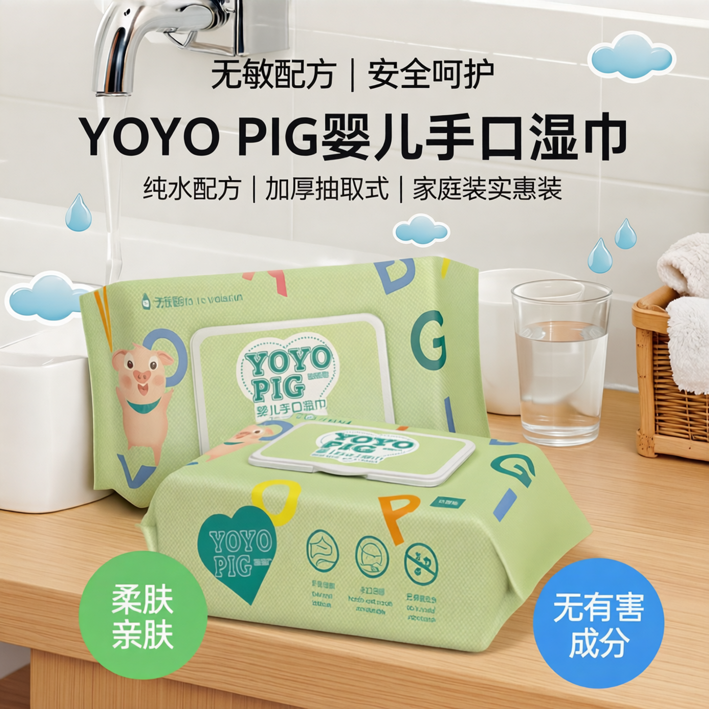 湿纸巾带盖婴儿手口家用擦手清洁