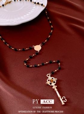 串珠玻璃钥匙秋冬设计感小众项链
