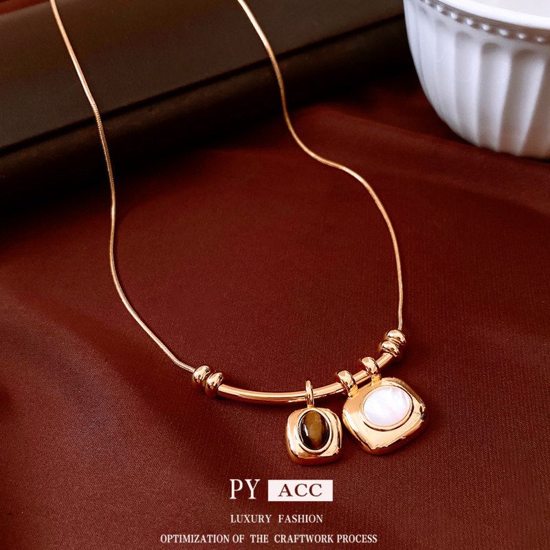 吊坠18轻奢风真金毛衣链电镀简约