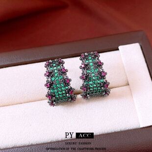 百搭银针锆石复古C设计感轻奢小众高级感精致耳环形独特耳环耳饰