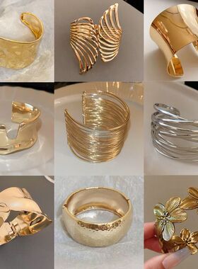 百搭宽面铁线气质多层跨境手镯