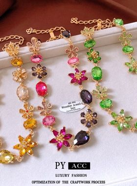 设计感宫廷风中古复古女镶钻项饰