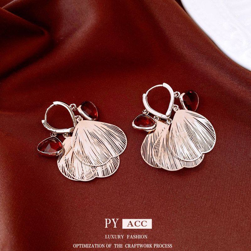 耳环高级感复古耳饰百搭耳扣时尚气质设计流苏花瓣玻璃欧美女小众,饰品/流行首饰/时尚饰品新,耳钉,淘宝优惠券,粉丝福利购,淘宝优惠卷