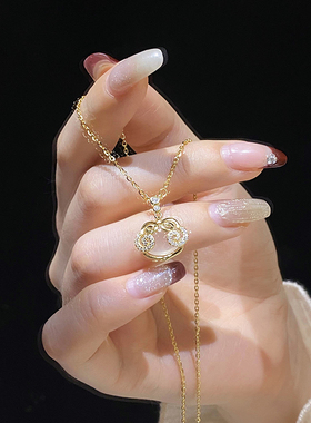 bluehour天然玉髓项链女纯银轻奢小众如意锁锁骨链吊坠母亲节礼物