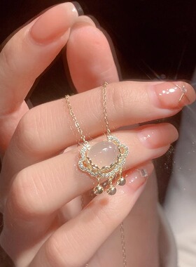 Bluehour玉髓平安锁项链女款轻奢小众新中式项链母亲节礼物送妈妈