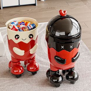 卡通蛋仔家用垃圾桶可爱高颜值垃圾桶客厅卧室收纳桶大容量新款
