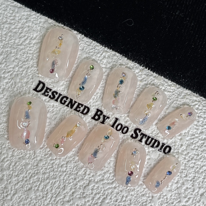 彩色海贝|y2k千禧系列可爱童趣少女心手工穿戴甲裸色简约百搭美甲