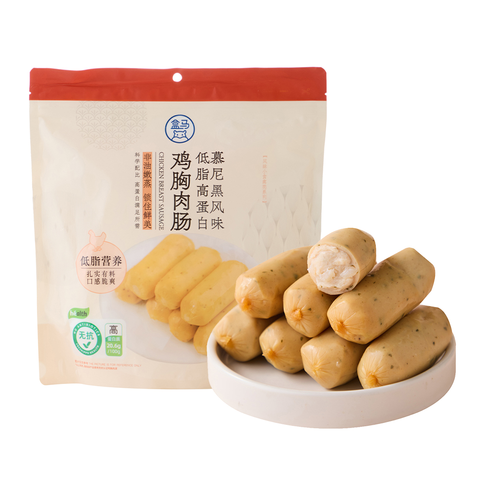盒马 低脂高蛋白鸡胸肉肠(慕尼黑风味) 500g健身代餐饱腹香肠零食